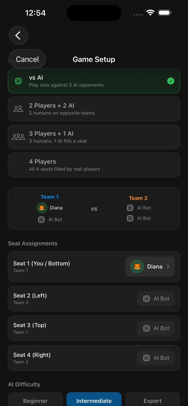 DoubleSur game table with cards in play